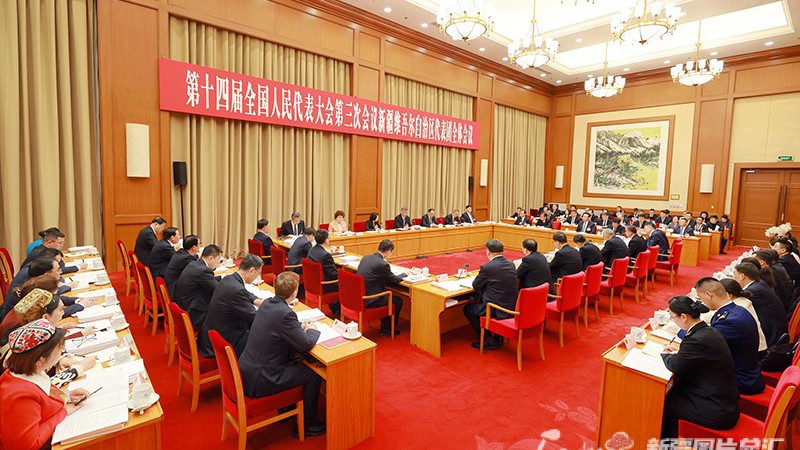 新疆代表团举行全体会议审议政府工作报告